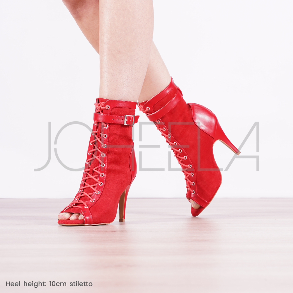DÉSTOCKAGE Emily Rouge - Talon non standard Joheela - Heels dance shoes - Chaussure de danse talon
