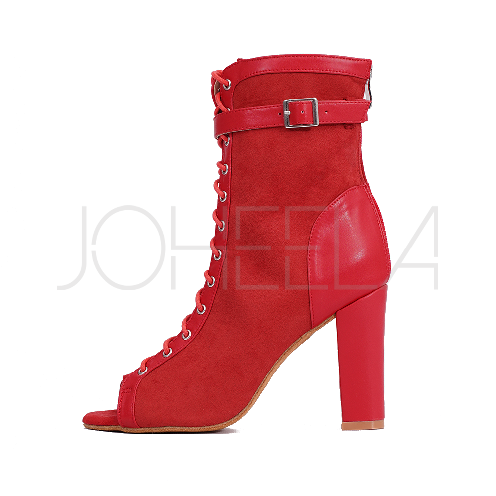 Emily Rojo - Tacón grueso - Se puede personalizar Joheela - Zapatos de baile de tacón - Zapato de baile de tacón