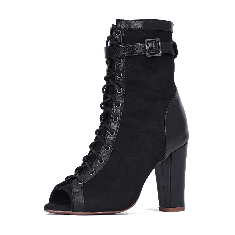Emily negro - Tacón grueso - Se puede personalizar Joheela - Zapatos de baile de tacón - Zapato de baile de tacón
