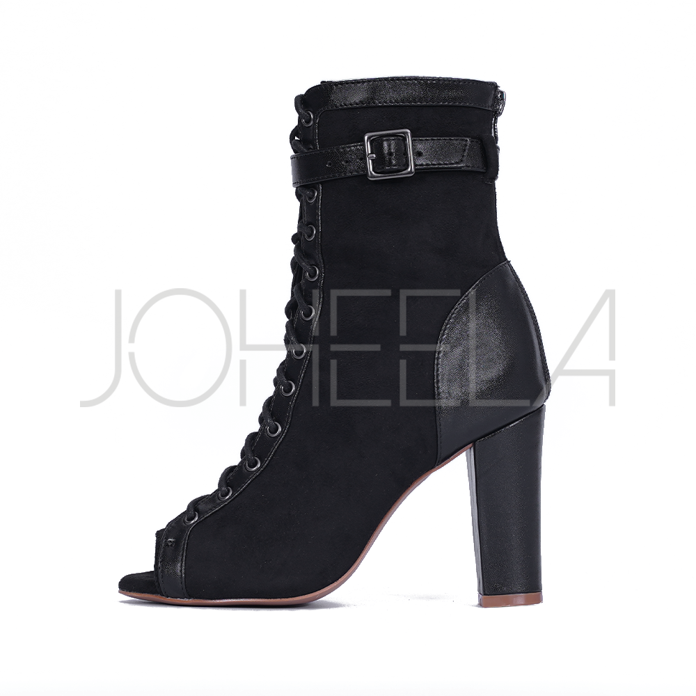 Emily negro - Tacón grueso - Se puede personalizar Joheela - Zapatos de baile de tacón - Zapato de baile de tacón
